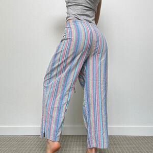 Vintage 90s plus sized striped colorful linen pants